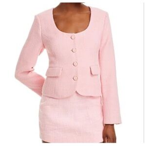 Endless Rose Tweed Scoop Neck jacket blazer pink size XS NEW